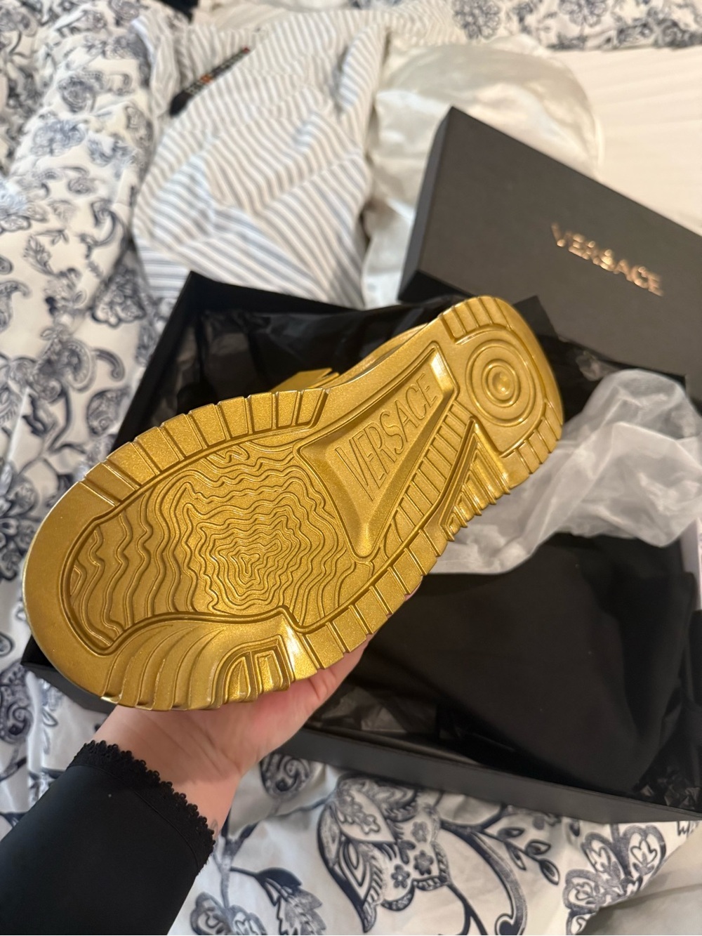 Versace Metallic Gold Medusa Platform Sneaker - Picture 2 of 4